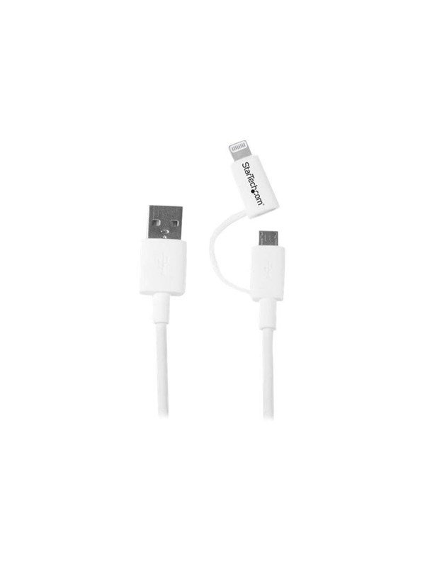 StarTech.com 1m / 3 ft Apple Lightning or Micro USB to USB Cable - White - charging / data cable - Lightning / USB - 1 m