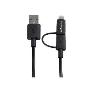 StarTech.com 1m Black Apple 8-pin Lightning or Micro USB to USB Combo Cable - charging / data cable - Lightning / USB - 1 m