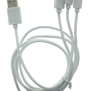 Sinox One 3-in-1 cable with Lightning USB C and Micro USB. 1m. White